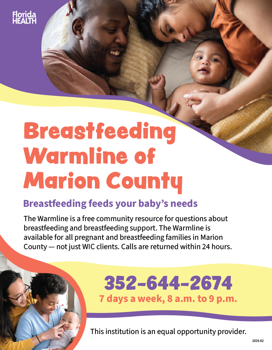 WIC Breastfeeding Warmline flyer. Click on the image or link below to open a PDF in a new window. 