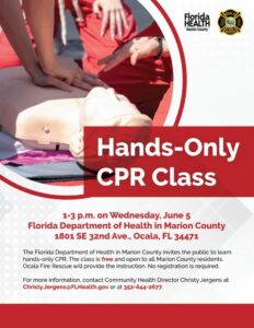 Hands-Only CPR Class flyer for June 5, 2024