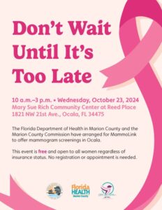 10-23-2024 Mammogram Event flyer