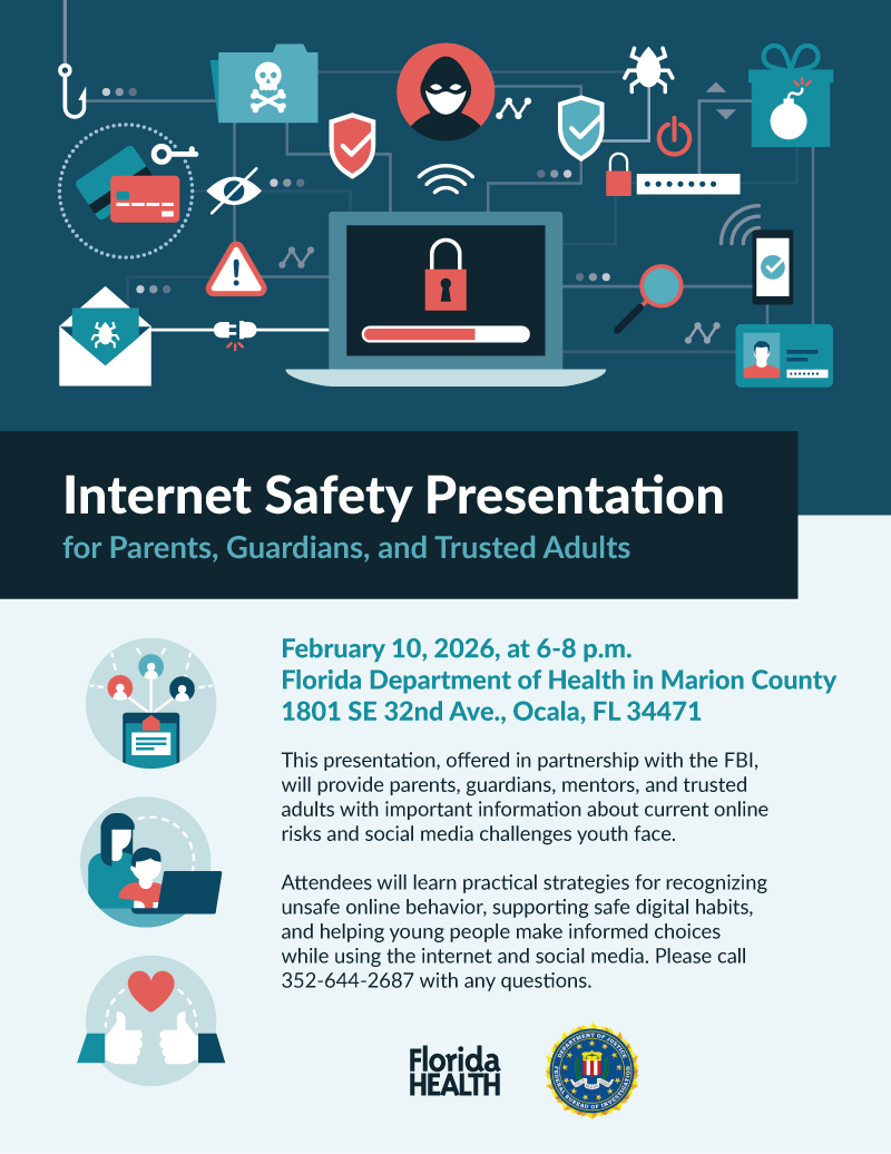 Internet Safety Presentation flyer. Click on the image or link below to open a PDF in a new window.