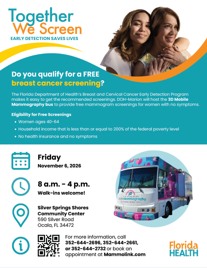 DOH-Marion Free or Low-Cost Breast Cancer Screenings event flyer